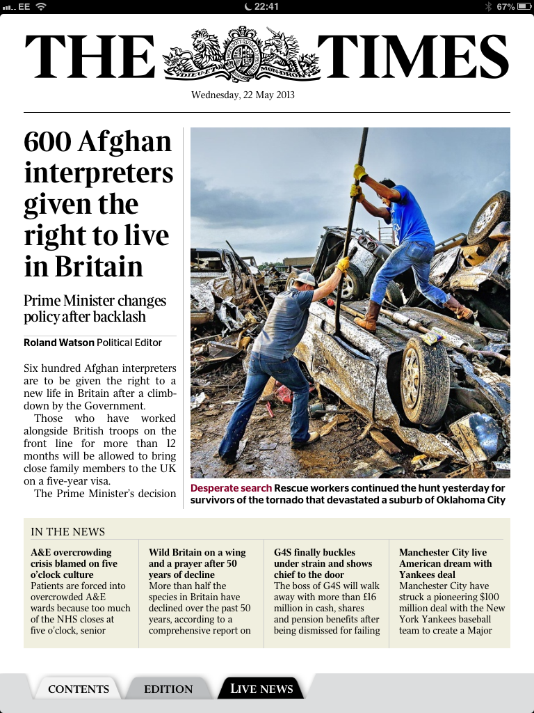     The iPad edition of  The Times   is now reliable and easy to use but it lacks any ability to share , link or bookmark, even for own consumption. Like all newspapers it attempts to cater for all tastes and interests and much of a day