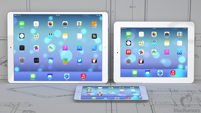 iPad maxi, ipad and iPad mini. (Photo MacRumors)