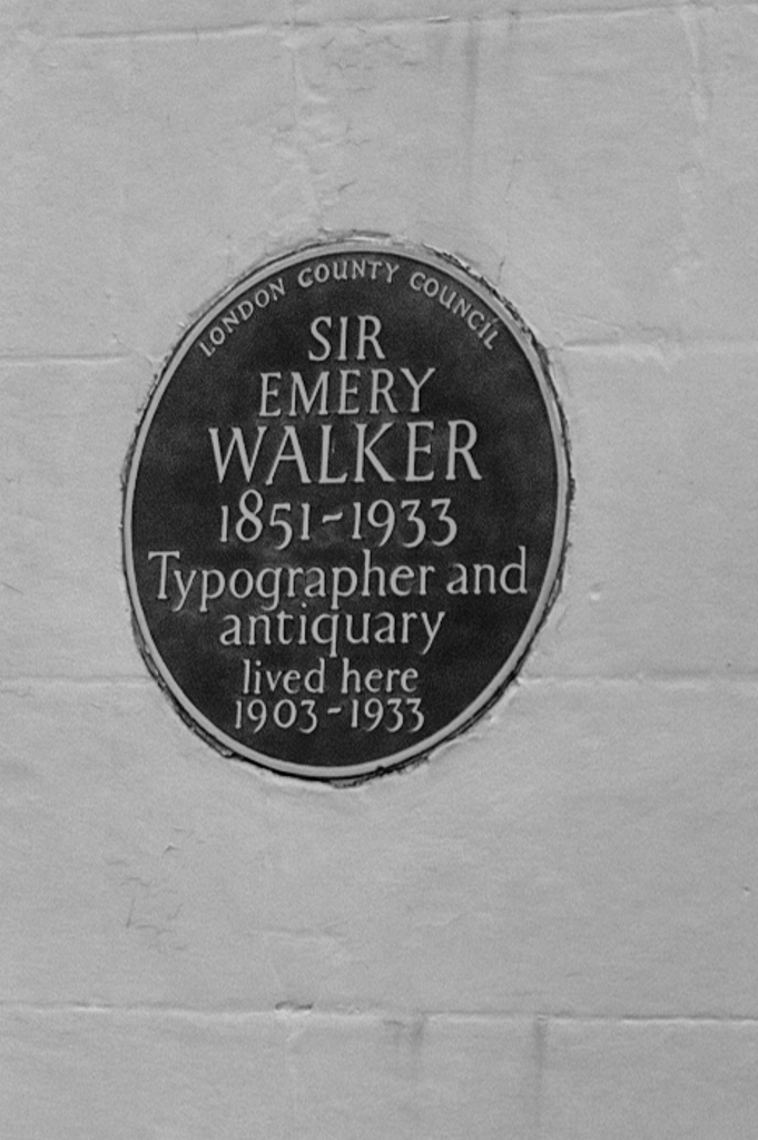 Half a mile upriver from The Dove lies the former home of Sir Emery Walker. Above: The commemorative plaque. Below: The large terraced house which backs onto the river in a magnificent location