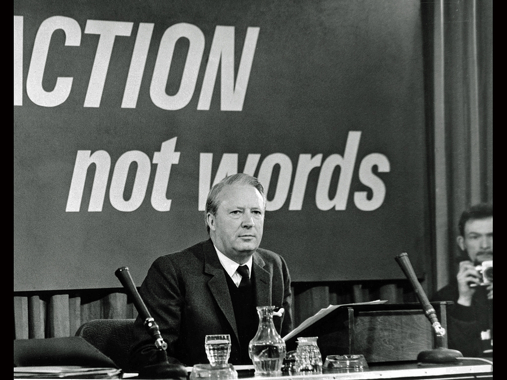 Don, edges into the frame with Prime Minister Edward Heath during the 1974 Winter of Discontent