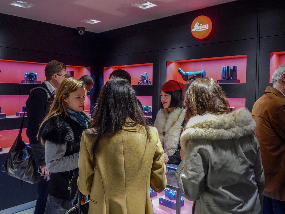 Inside the store on the first evening: Small but perfectly formed in the Leica corporate image: