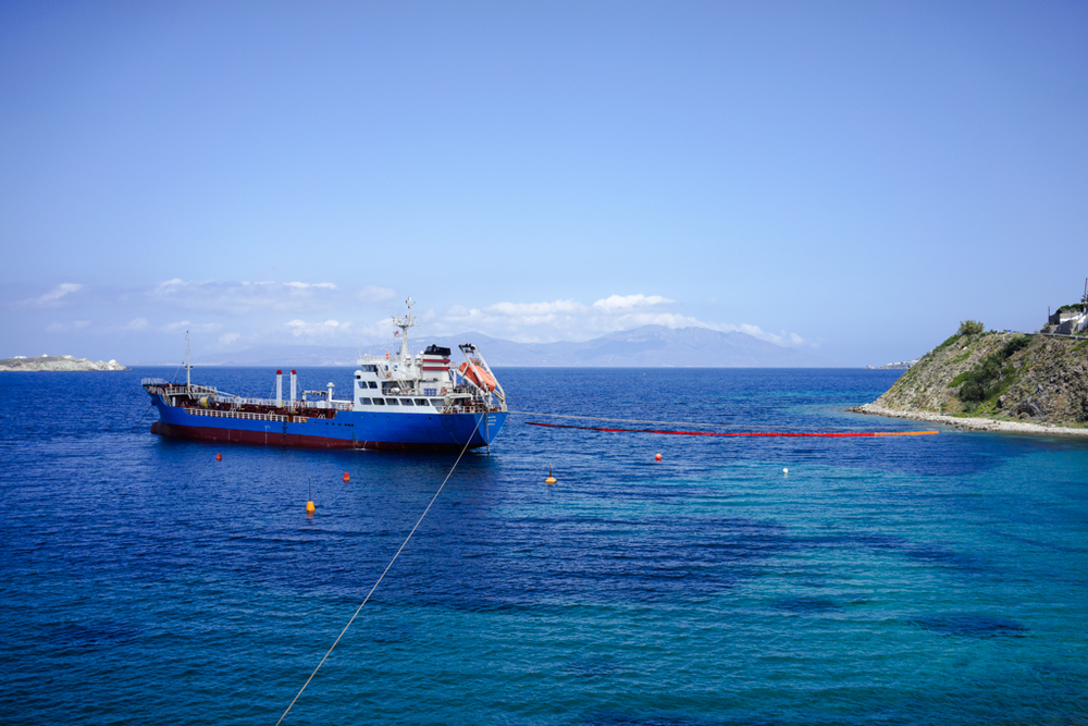   Finally, a bit of landscape, or seascape I suppose: The weekly delivery of oil to the island