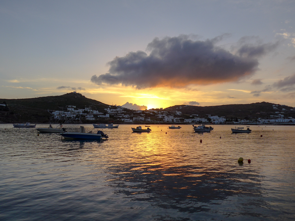 Sunset over Ornos Bay