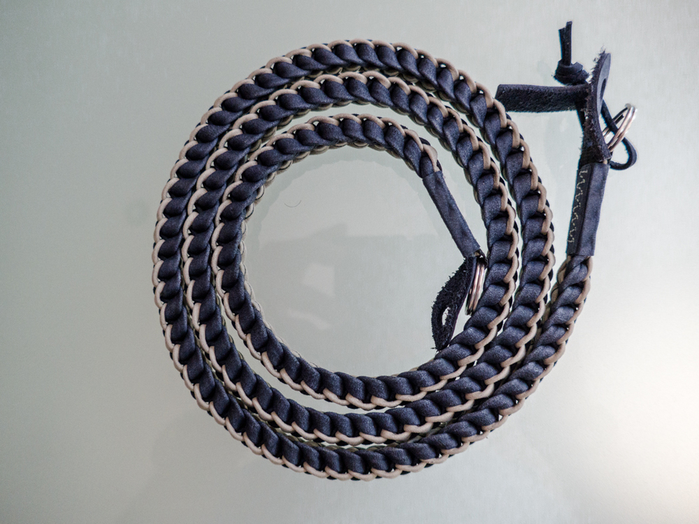 Yin Yang in blue and grey, finished in a supple suede