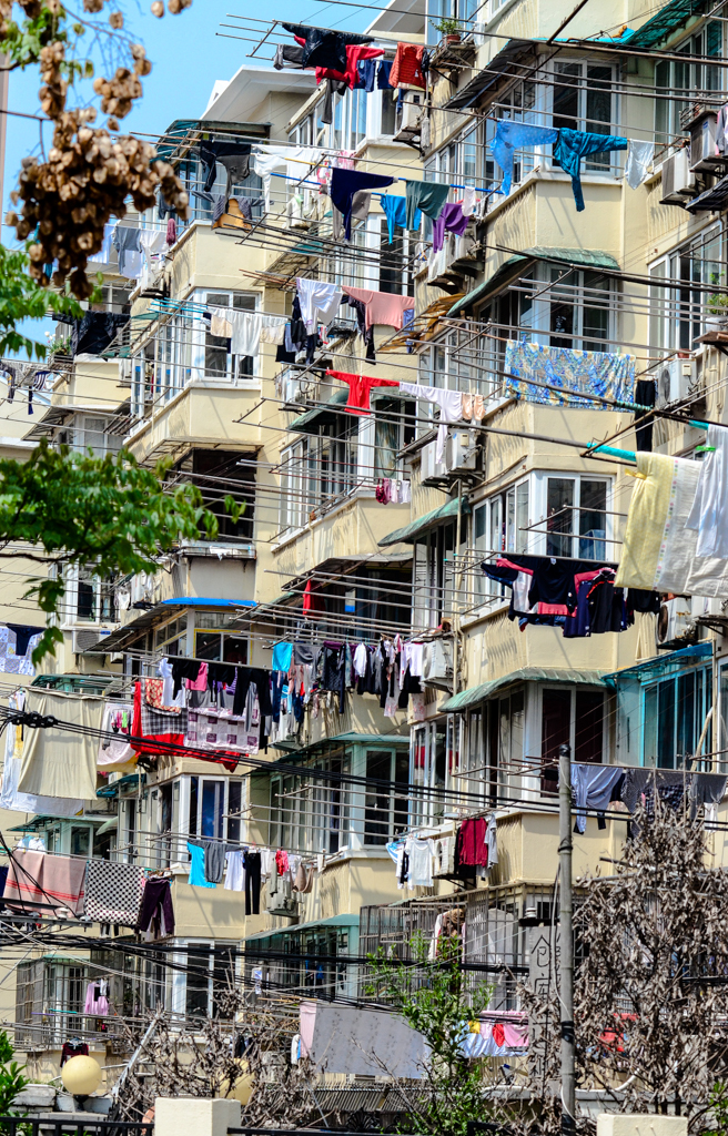 Washing day at a Shanghai apartment building