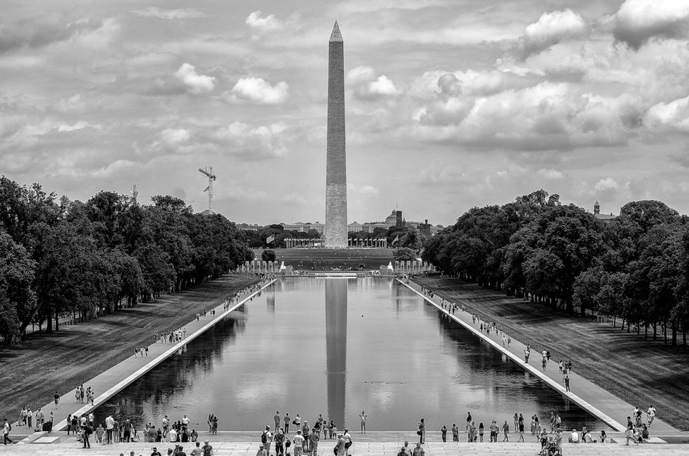   Washington Monument and reflection, 85mm from Lincoln Memorial  