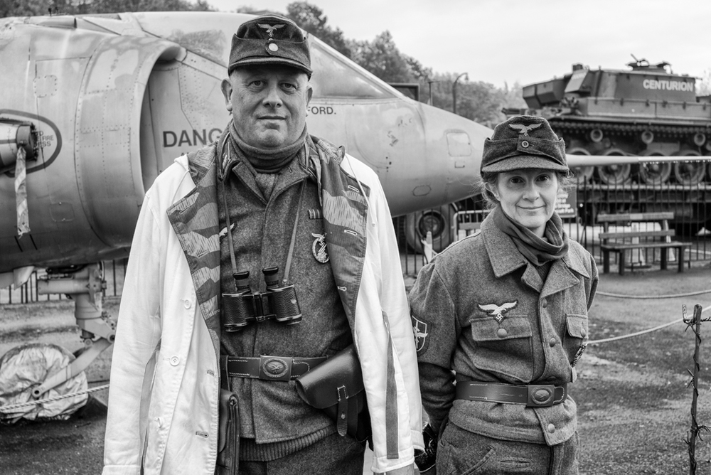 Staffing the machine gun post (Leica M-P). This duo has a collection of 1930s Leicas which they use when posing as war photographers at various events. Really.