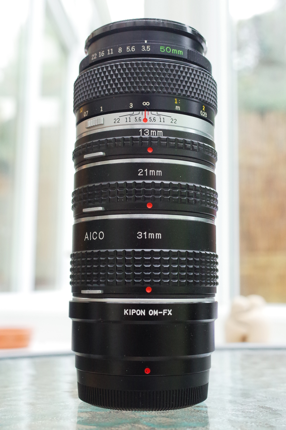 Olympus 50mm Macro with stacked extension tubes
