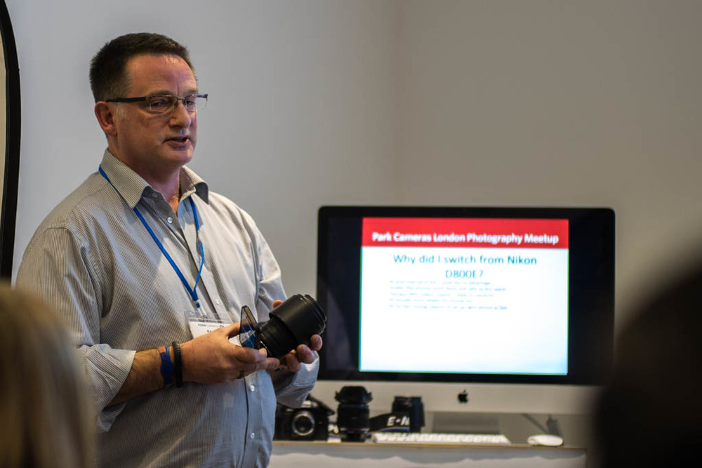 Steve Marley of Park Cameras demonstrates the Olympus system. This is an across-the-room shot taken at 1/60s, ISO 250 with the 50mm Summilux set wide open. It is cropped down from 6000x4000 to 2449x1632 but again demonstrates the remarkable low-light capability of the camera. And this isn