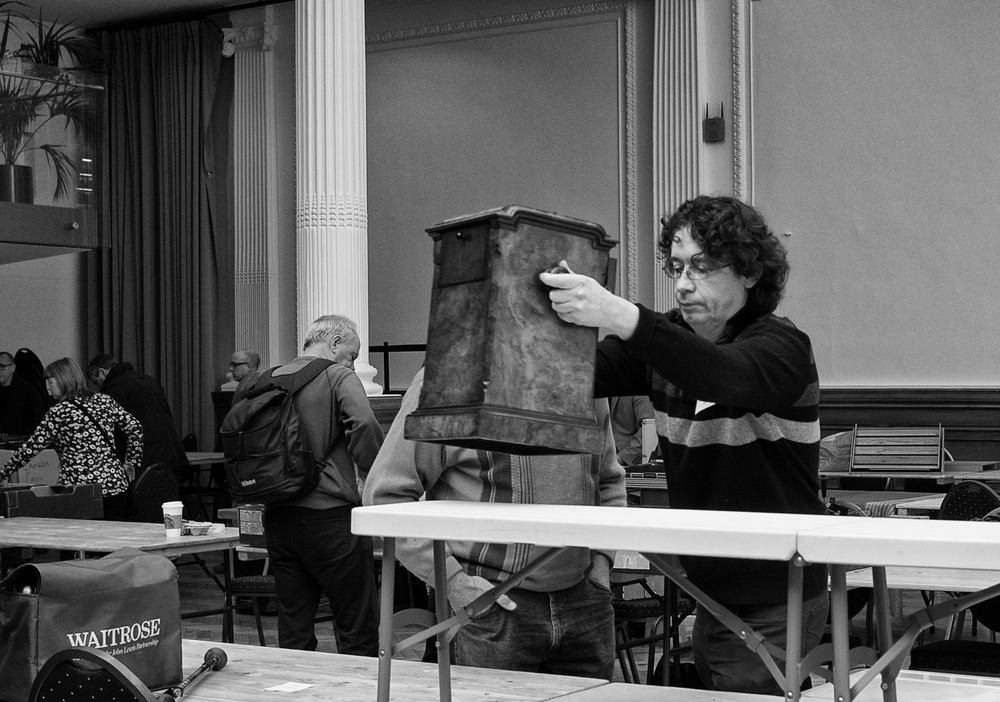 Setting up shop at Photographica, London: f/3.5 @1/125s, ISO 400