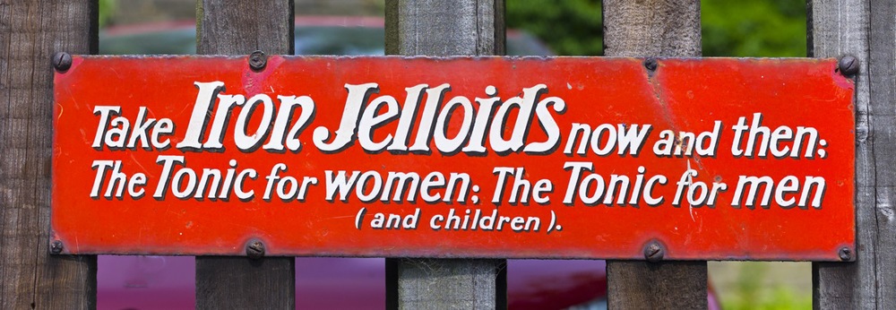 Iron Jelloids sign at Oakworth, M9, f/4 at ISO 160. Close-up performance is excellent, with a flat field at wide apertures. ©Brian Bower FRPS