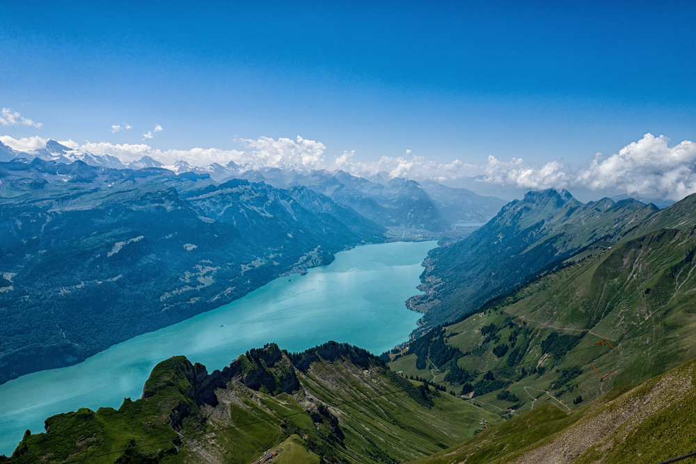 Lake Brienz and the Bernese alps seen from the top of the Rothorn