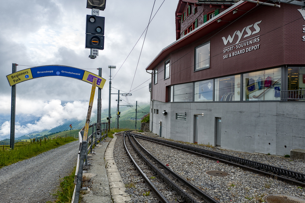 The only way is down—the rack-and-pinion WAB line to Alpiglen, Brandegg and Grindelwald leaving Kleine Scheidegg station