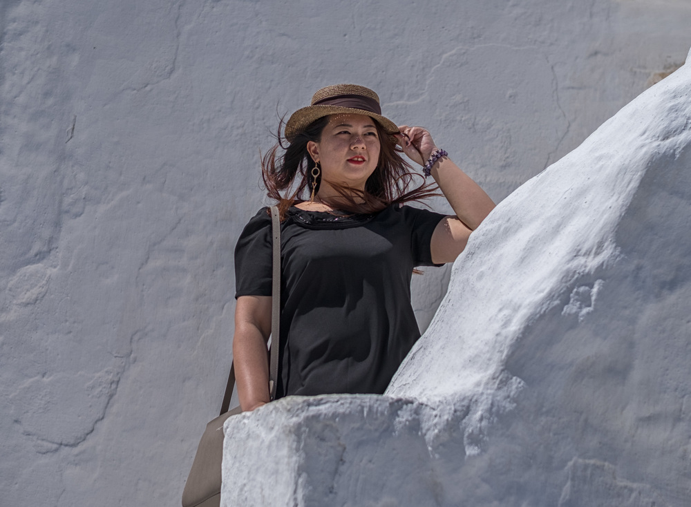 Posing at Paraportiani, Mykonos