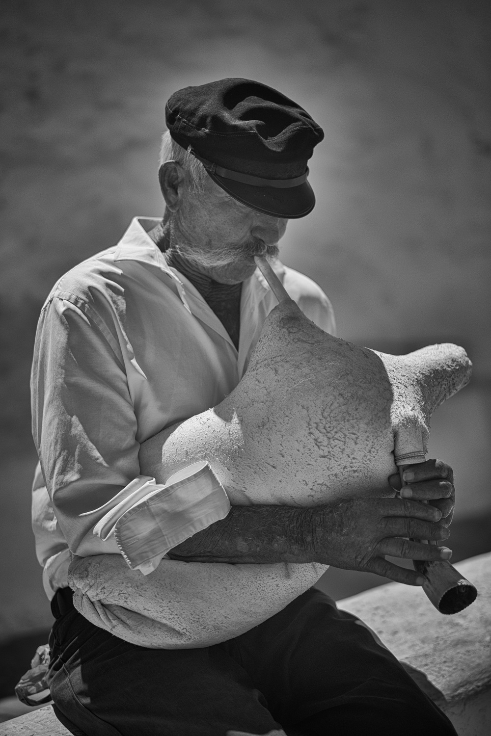 Traditional Mykonos bagpipes made from sheep