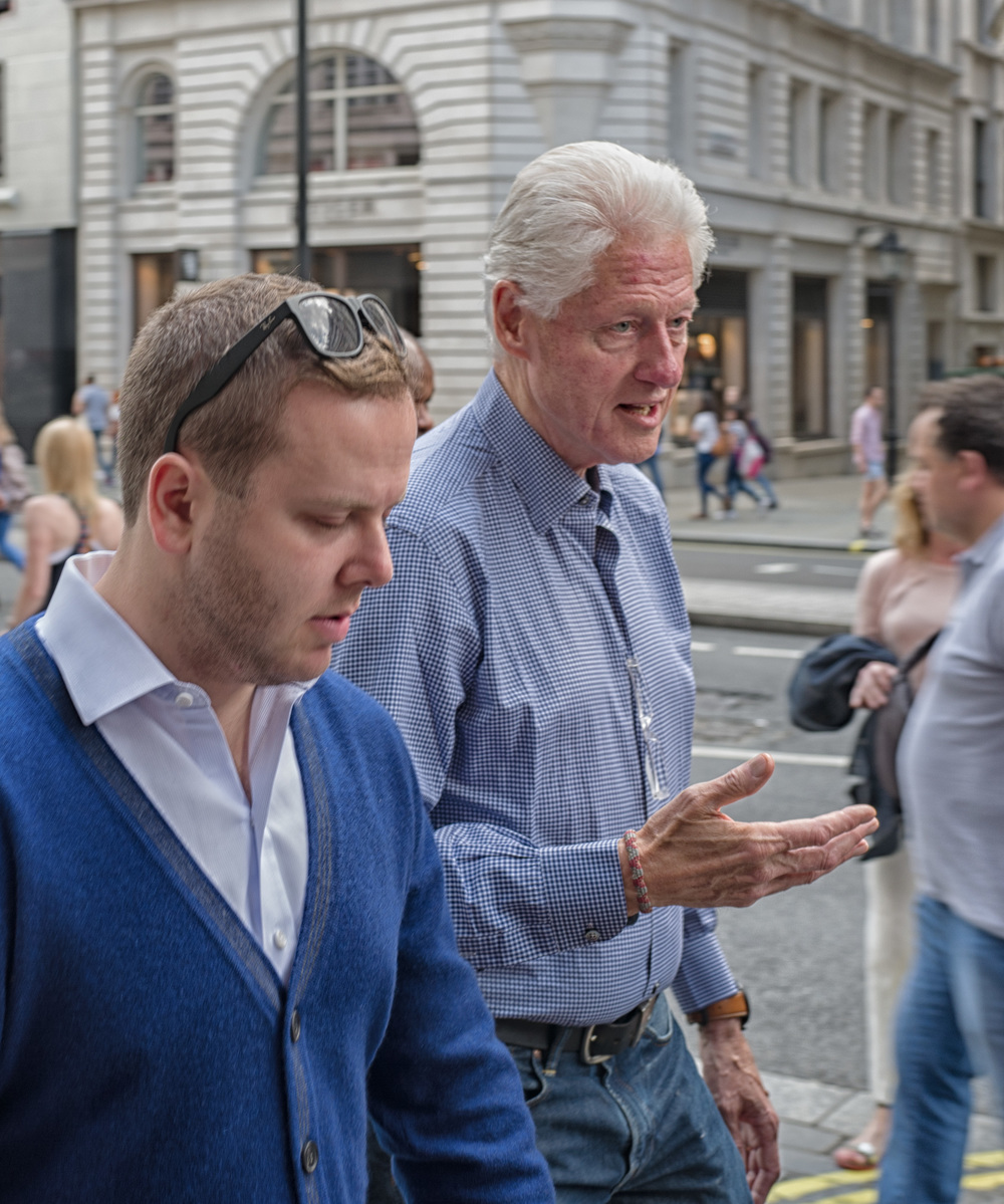  Presidential streettog: Leica Q meets Bill Clinton in Piccadilly. The Q is one of the best cameras you can buy for street photography, instantly ready, invariably good 