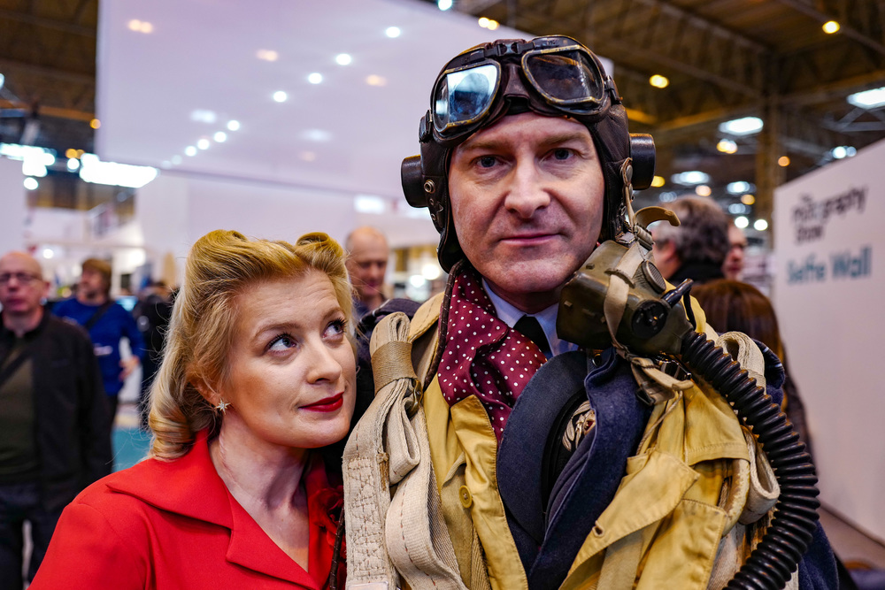 Biggles and the missus, Spitfire parked in Car Park 4, shuttle bus ejector service to the show