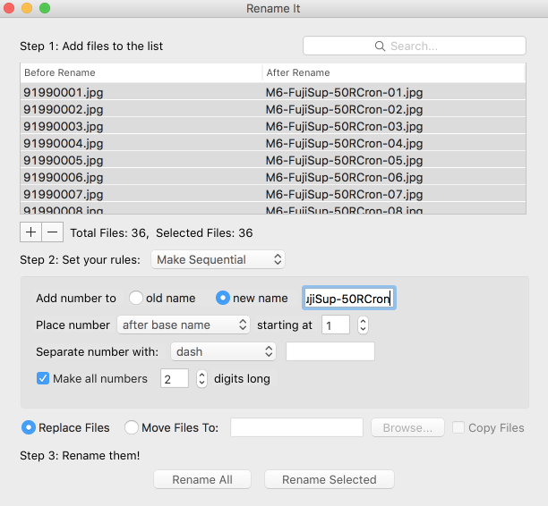  Simply drag the files to Rename It and type the new batch name into the 