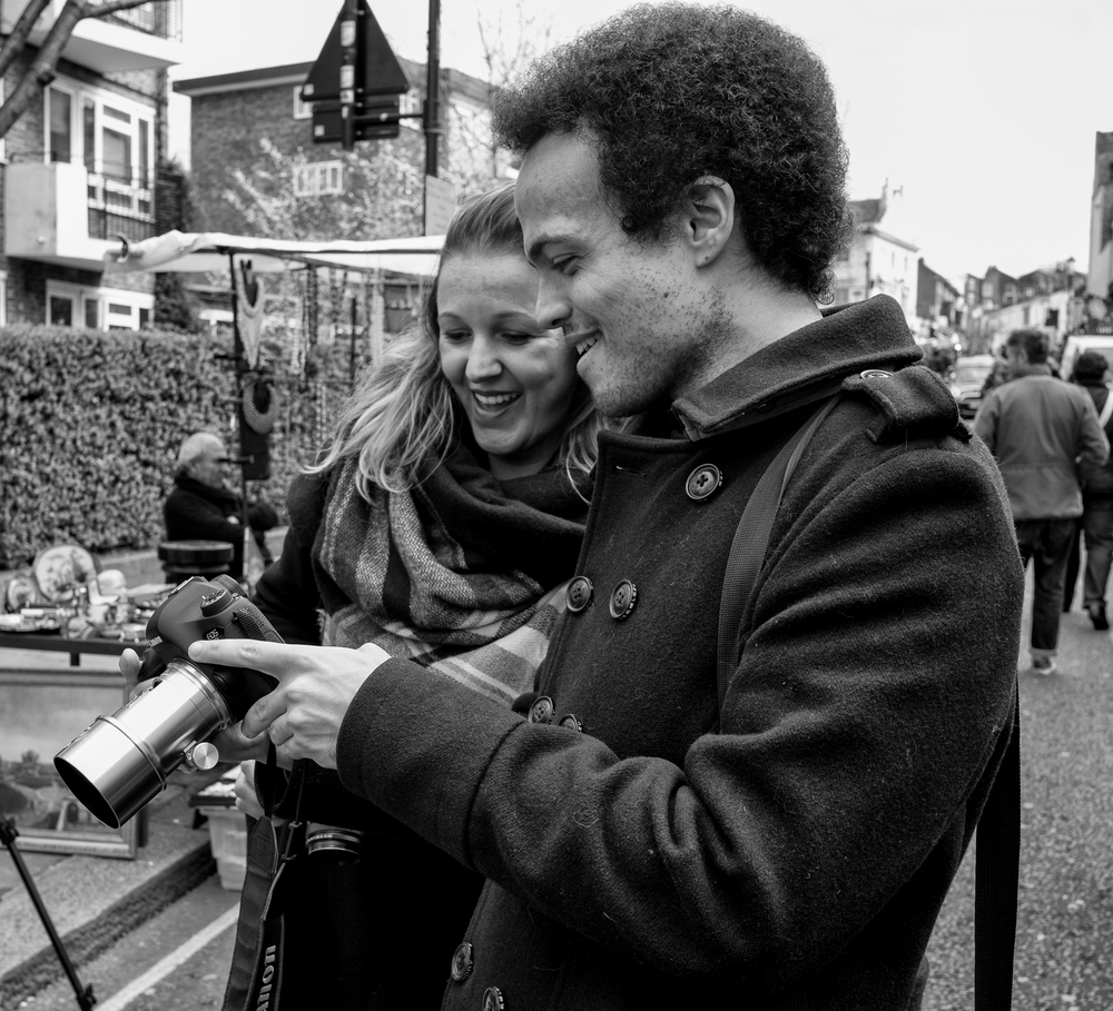  Adam and Dani view the results from the Petzval lens (Photo Mike Evans) 