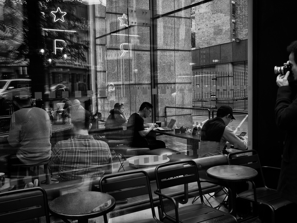 Adam emerges from stage right with his M3 and dual-range Summicron. This is a Silver Efex Pro conversion from RAW, again from the Olympus PEN-F and 17mm f/1.8. Just a tad sharper and more interesting than the camera