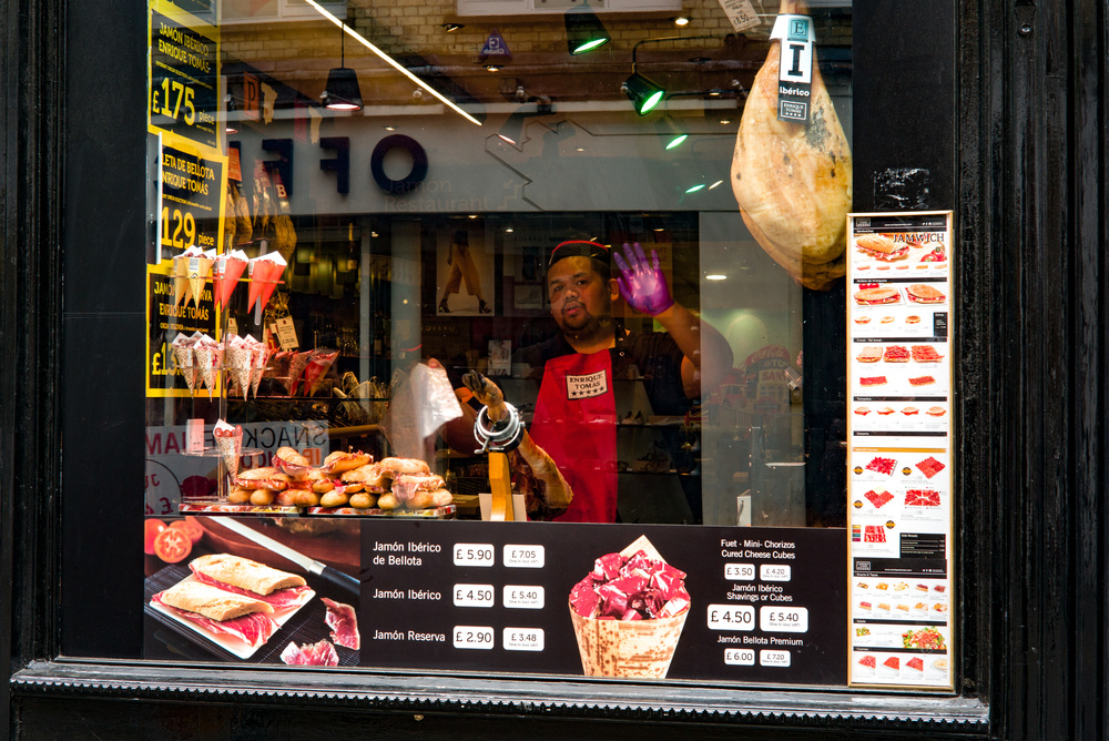 Zeiss and Leica M-D. Adam Lee and I were invited in for a taste of Jambon Ibérico after taking this shot