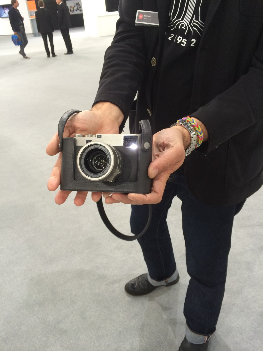 Photographer Michael Agel displays his new Leica M60 Edition at Photokina 2014