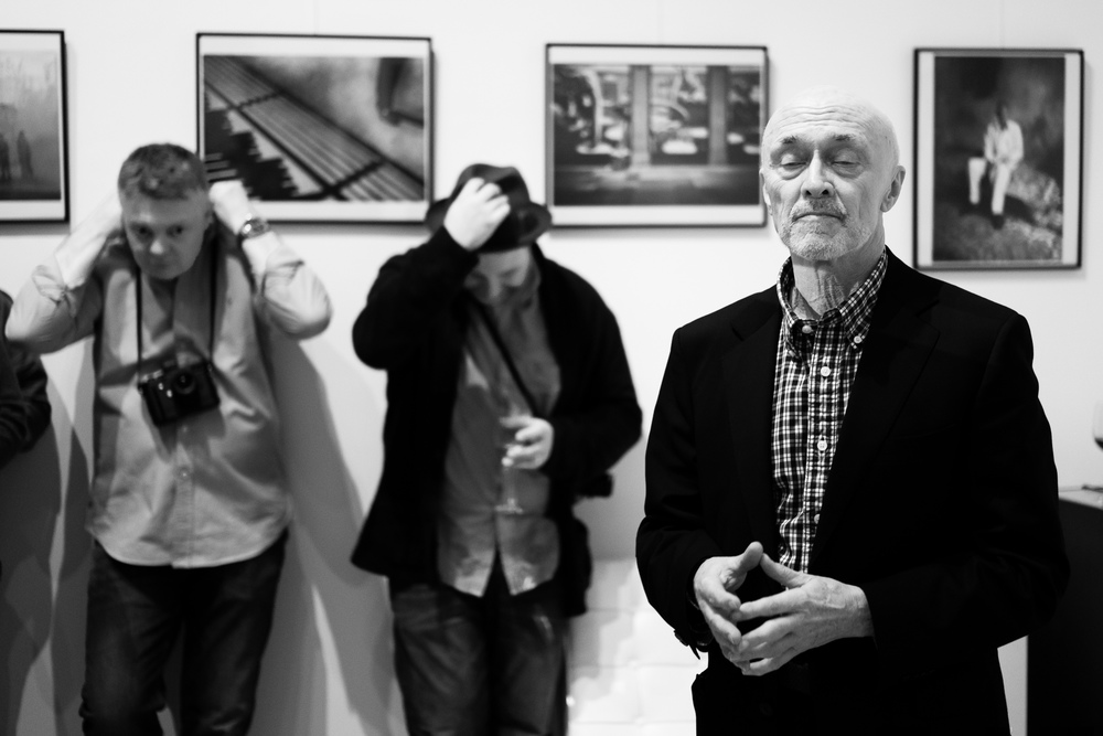 Hear No Evil, Speak No Evil, See No Evil with 35mm Summilux-M Asph f/1.4 FLE. Three of the four Luminaries of the Leica Meet Group at the book launch in the Leica Gallery in Mayfair Jan 2016 - Stephen Cosh, Gavin Mills, Olaf Willougby