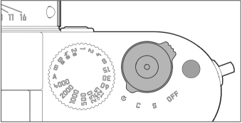 Simple controls: Power switch, shutter release, speed dial and (right) the single function button