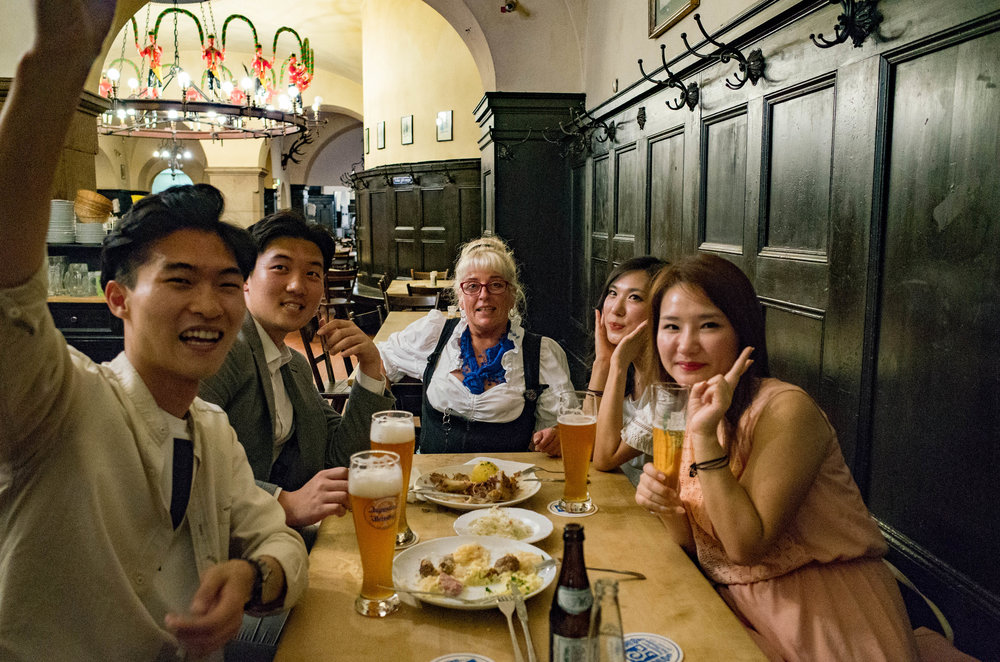 Petra presides over more German beer revellers at ISO 4500. Actually these two couples were from Korea. I didn