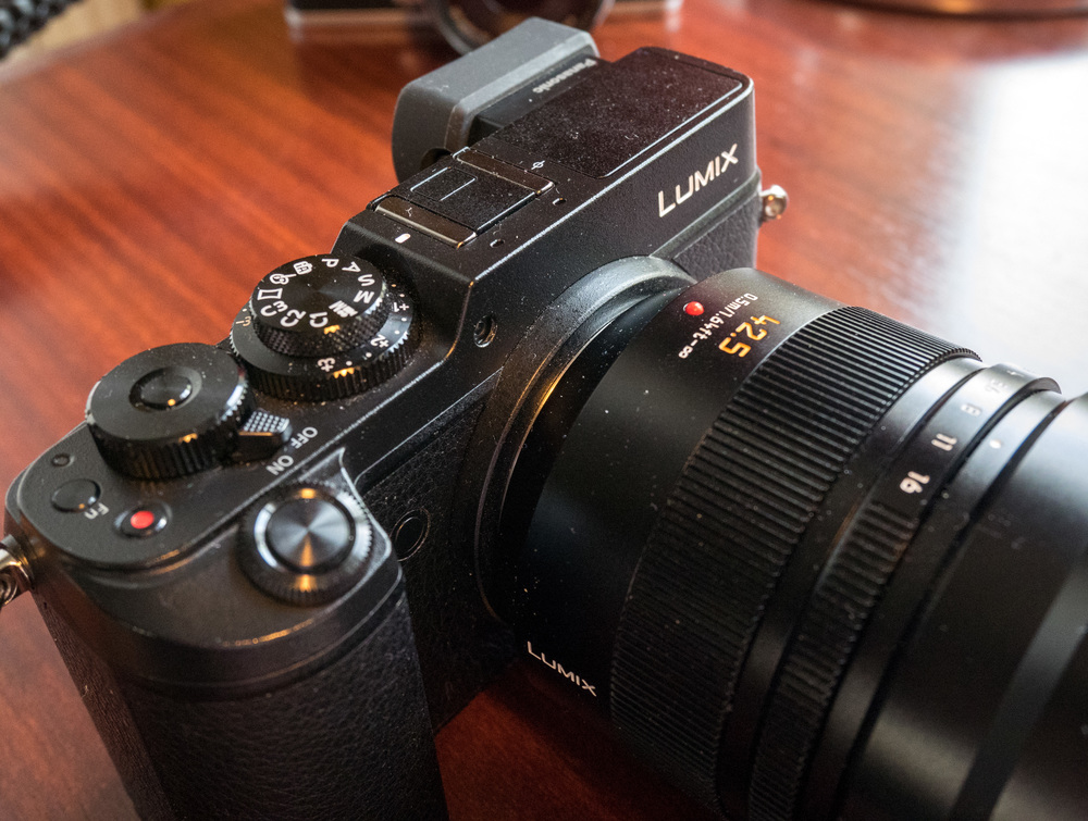 The GX8 is extremely well built, has simple but effective controls and sports that impressive tilting viewfinder with a large eye-cup. Sorry about the dust.