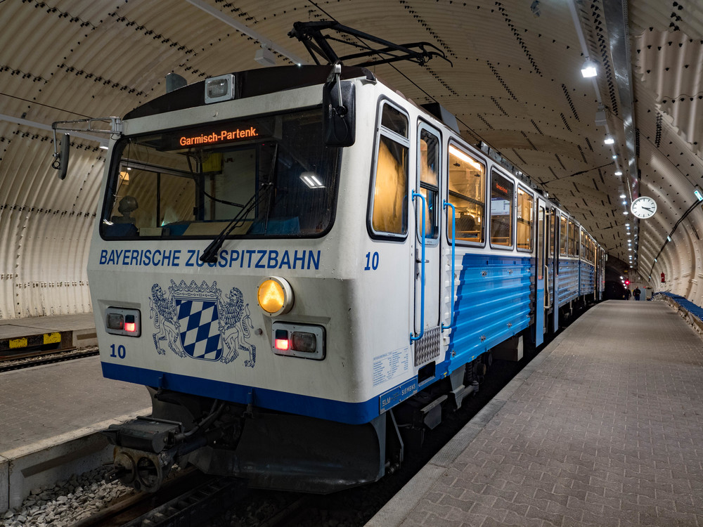 Bavarian Zugspitz Railway at the top of the track