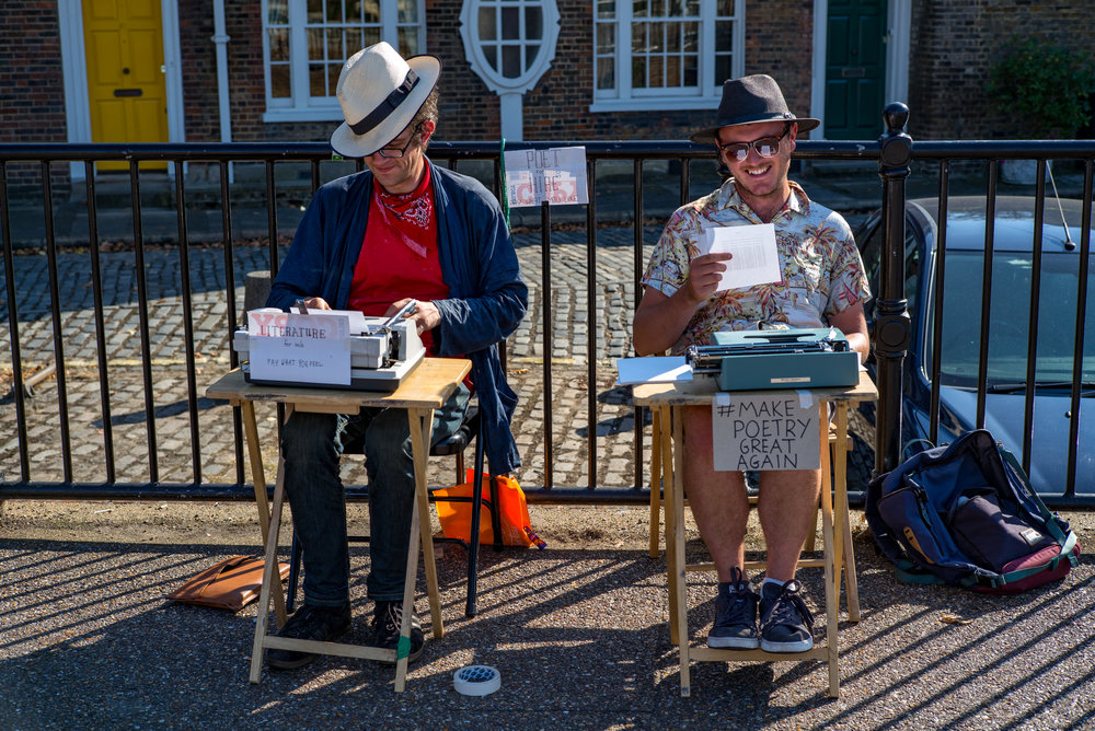 Poets to hire, London South Bank. Taken with the Leica M-D and 50mm Summicron-M