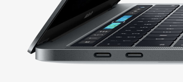 The Touch Bar models get four Thunderbolt 3 connectors while the 13in without Touch Bar has only two. On all models the headphone jack is retained as the sole additional interface.