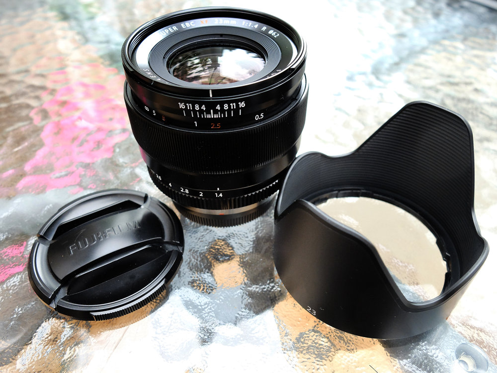 By comparison the f/1.4 Fujinon 23mm is a big and rather heavy beast to carry around