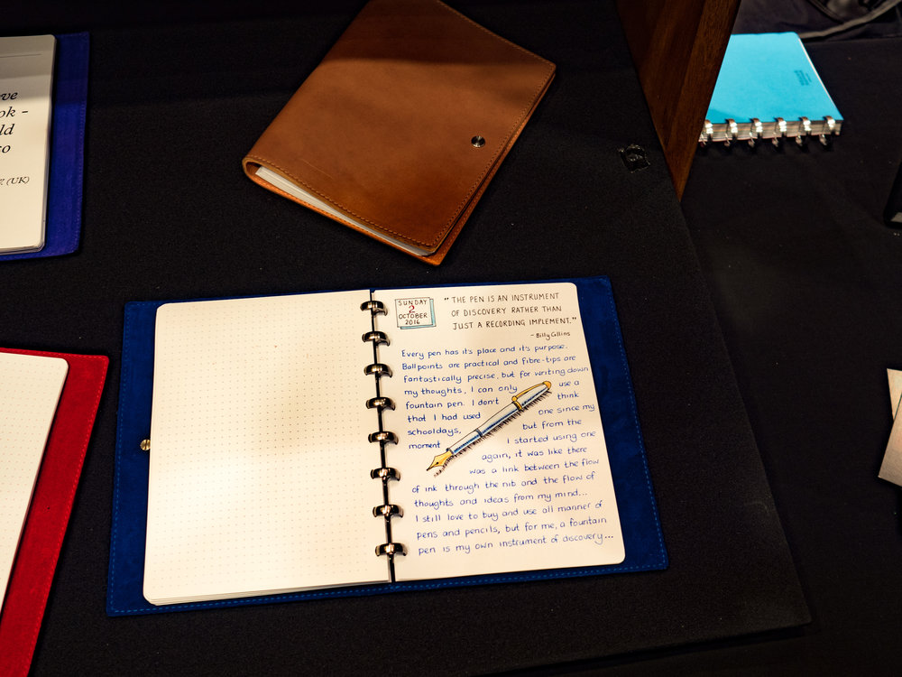 William Hannah notebooks, note the archive binder in duck-egg blue to the top right of the frame