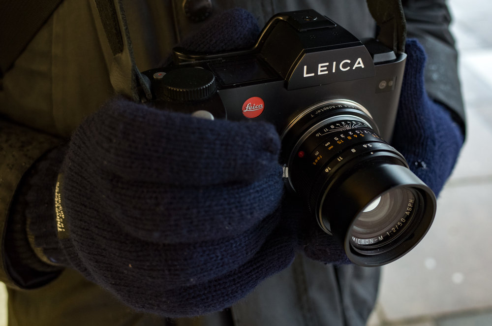 Both the Nikon D810 (below) and the SL (above) are big chunky cameras that work well in the gloved hand. But the Nikon has more fiddly controls that will have you taking off your gloves frequently.