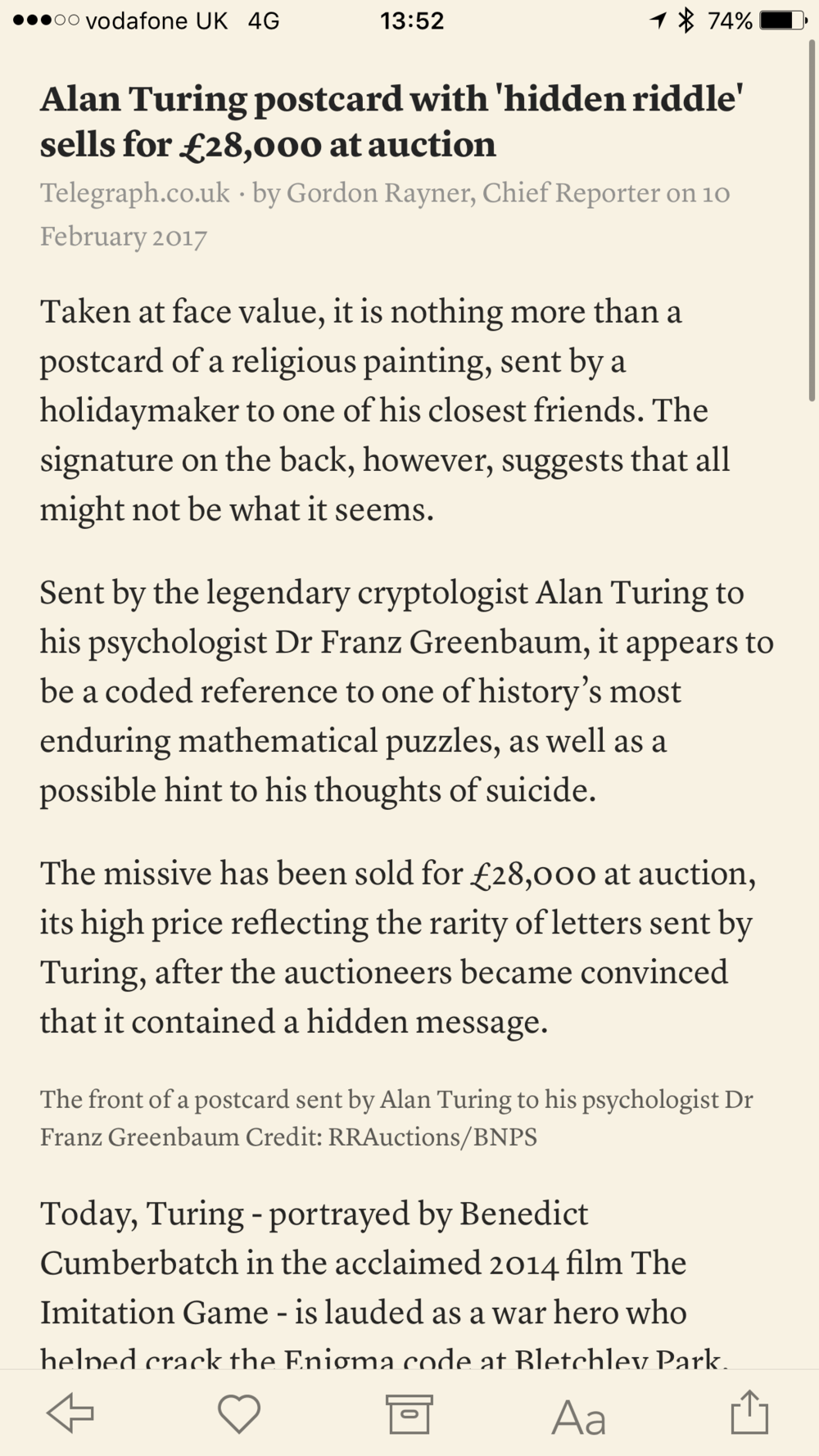   The first item list in the previous summary list is expanded to a text-only representation of (in this case) the news item  