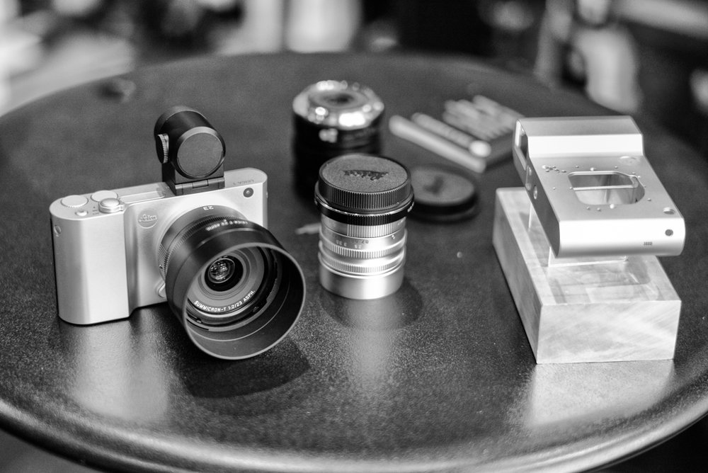 Back in 2014 the T was something of a sensation with its hewn-from-solid aluminium chassis and all-touch interface. Here is the original silver camera wearing the 23mm Summicon-T lens and the then-new Visoflex viewfinder — a device which is getting its second wind as an accessory for the M10.