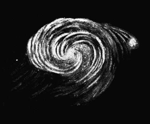   1845 drawing by Earl of Rosse of Whirlpool Galaxy, public domain  