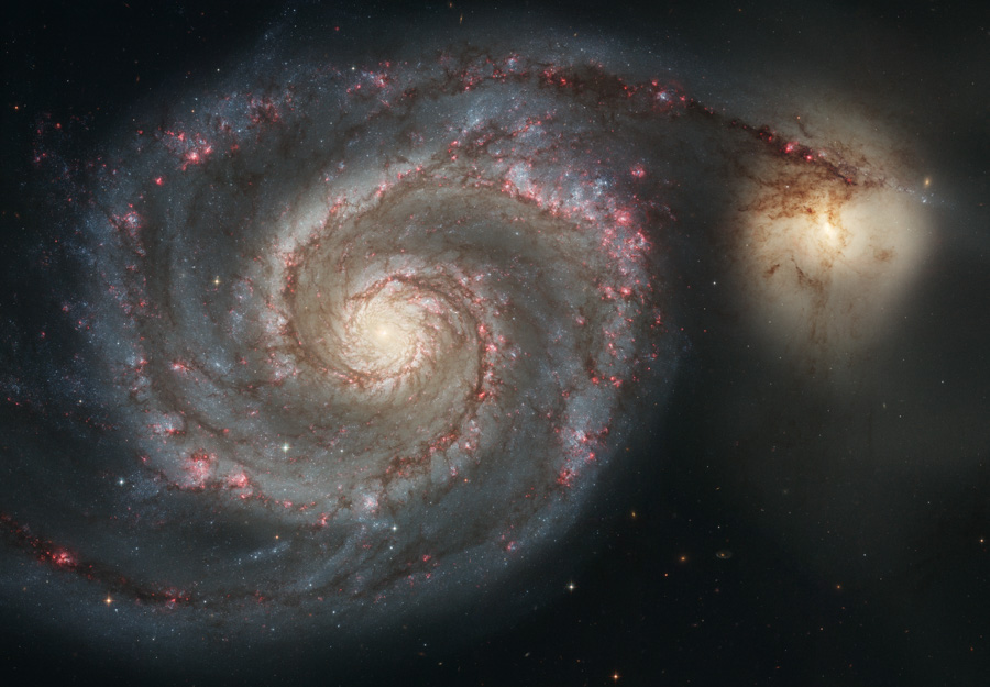 Modern photograph of the Whirlpool Galaxy, Hubble Space Telescope