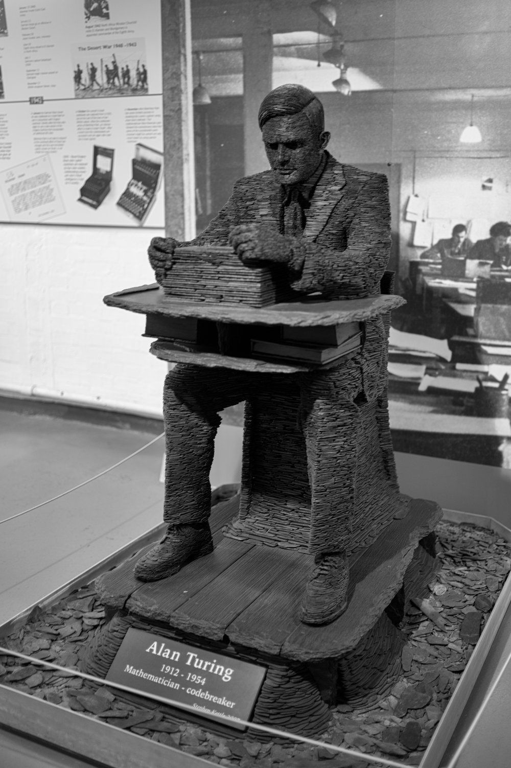 Homage in slate to the great Turing, a man who gave more to this world than the combined efforts of all the bigots in history. 35mm Summilux.
