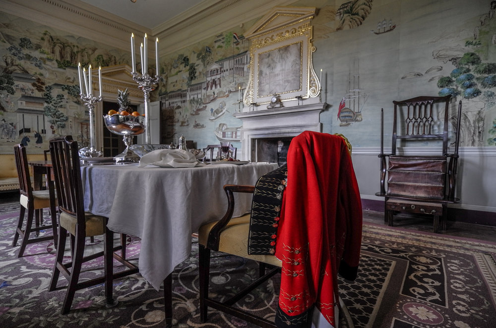 Regency dining room at Avebury Manor, set for a solitary dinner, taken at 11mm, f/3.5