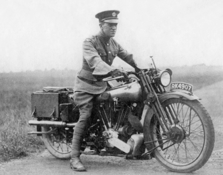 Aircraftman Shaw on one of his Broughs (Photo Wiki Commons)