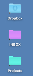Alias files have a small black arrow on the bottom left. They mimic the contents of a file elsewhere on the computer (in this case the Dropbox folder itself and two sub-folders)