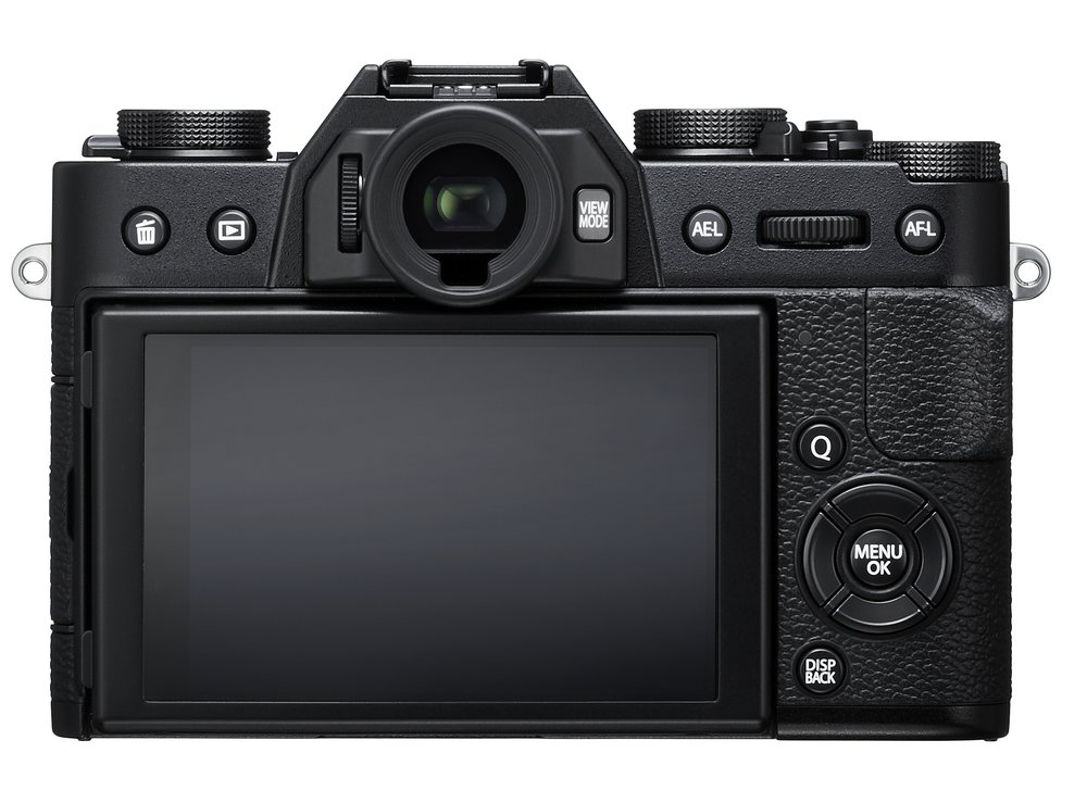 The cleaner, less cluttered back of the X-T20 is definitely more consumer oriented. The 3in screen offers touch operation and and is limited to tilt only unlike the screen on the X-T2 which will tilt and move on a third axis The viewfinder eyepiece is smaller than the one on the X-T2