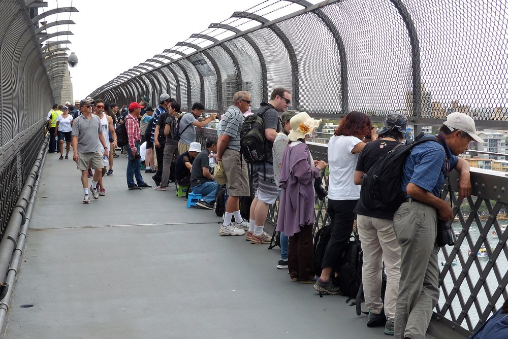   It was a busy walkway across the bridge  