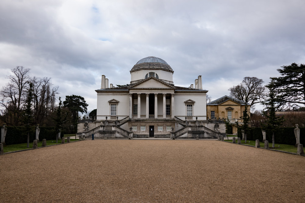 Chiswick House on a cold February day. It is said to be the finest example of Palladian architecture in Britain
