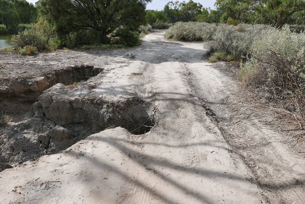   …..but be careful if you head along the track to the deserted boat ramp  