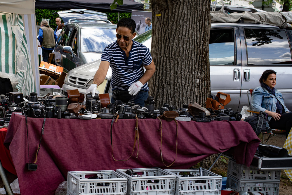 Surgical precision: Stalls seem to pop up all over the place in and around the town-hall square at Bièvres