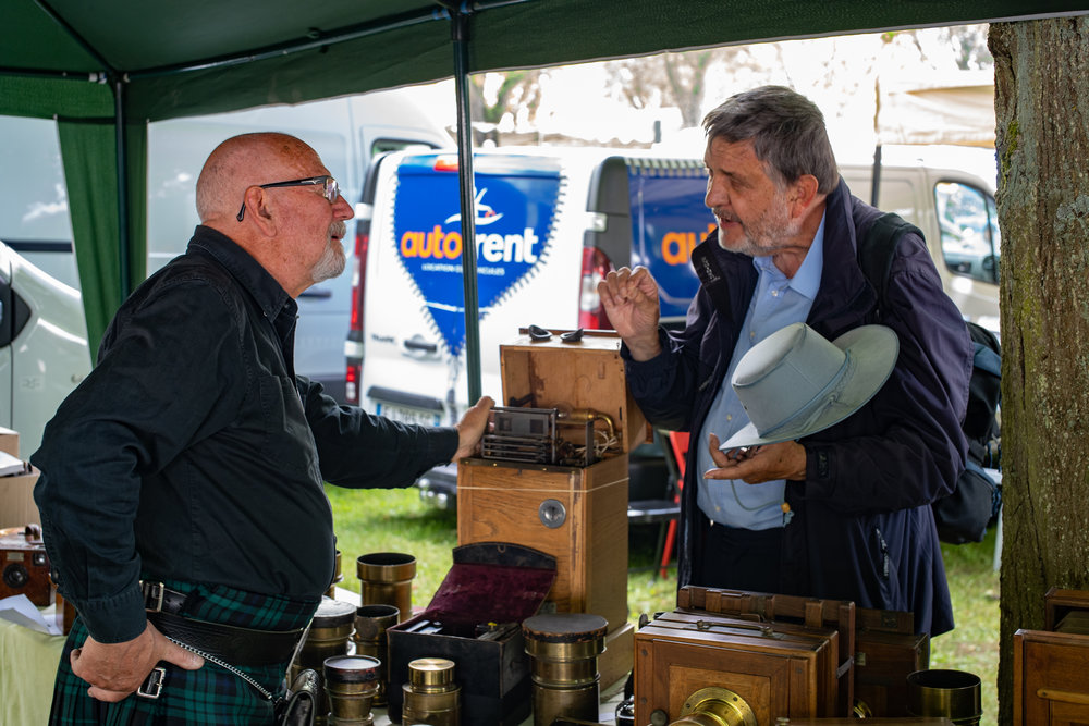 Jean Loupe Princelle, in the kilt, is a renowned French dealer in classic brass lenses and period cameras. He